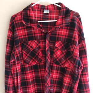 Mission Ridge Super Soft Red Black Plaid Flannel Button Up